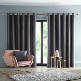Arezzo Charcoal Blackout Eyelet Curtains and Cushion by Studio g